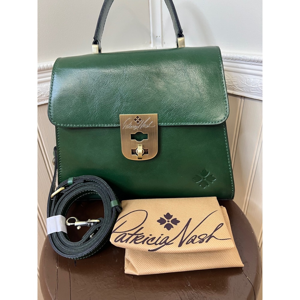 Patricia Nash Chauny Satchel Vintage Distressed Leather Soft Green Bag NWT - Picture 3 of 11